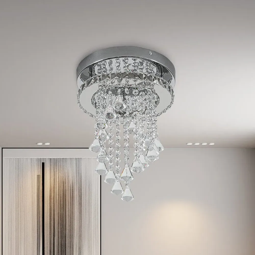 Crystal Ceiling Light with Droplets - Chrome image