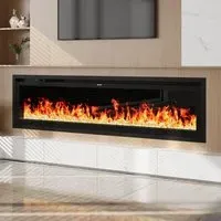 Electric Fireplace with Remote - Black, Glass
