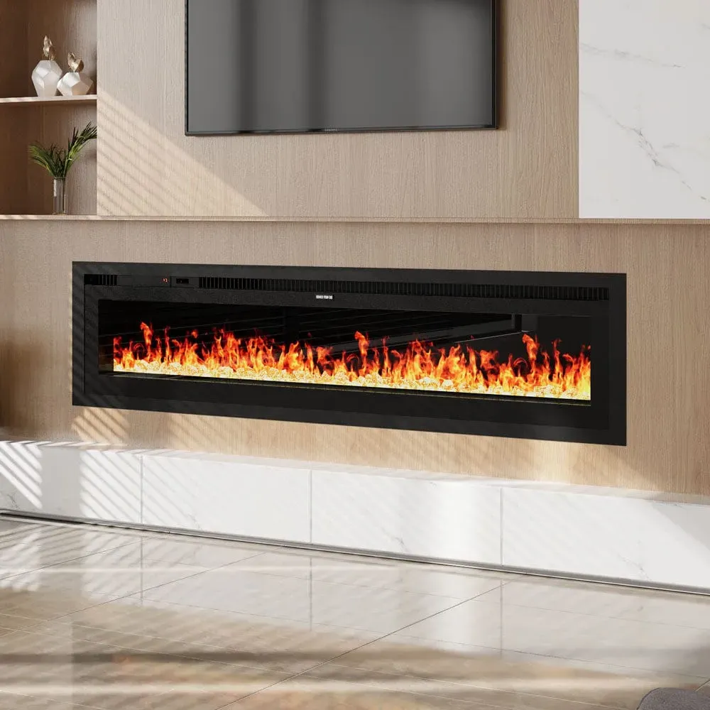 Electric Fireplace with Remote - Black, Glass