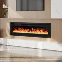 Electric Fireplace with Remote - Black, Glass
