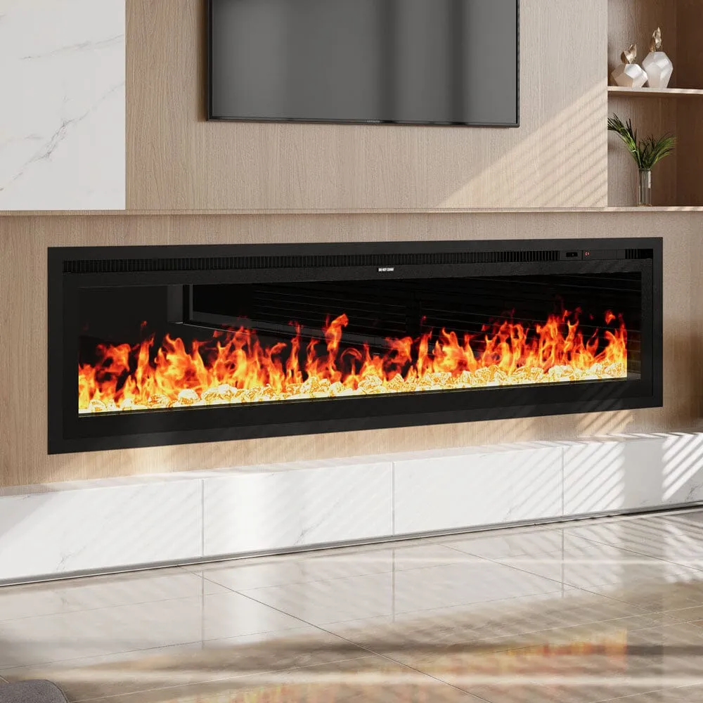 Electric Fireplace with Remote - Black, Glass