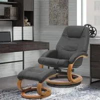 Executive Reclining Chair with Footstool - Black, PU