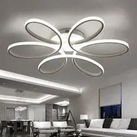 Floral 6-Ring LED Ceiling Light - White, Metal