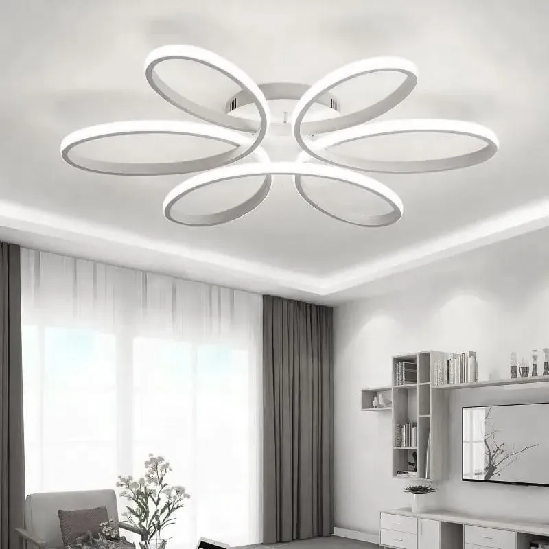 Floral 6-Ring LED Ceiling Light - White, Metal