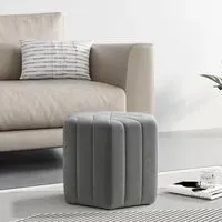 Hexagon Ottoman with Storage - Grey, Velvet