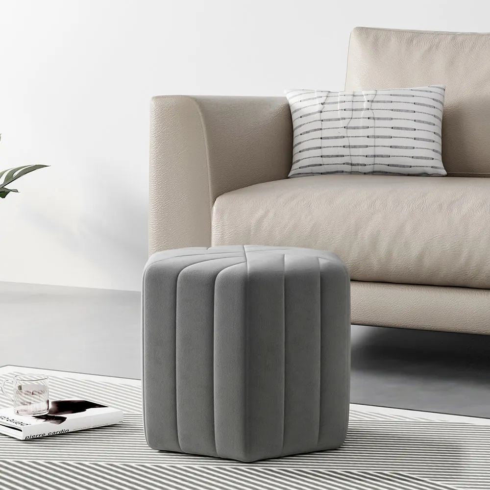 Hexagon Ottoman with Storage - Grey, Velvet image