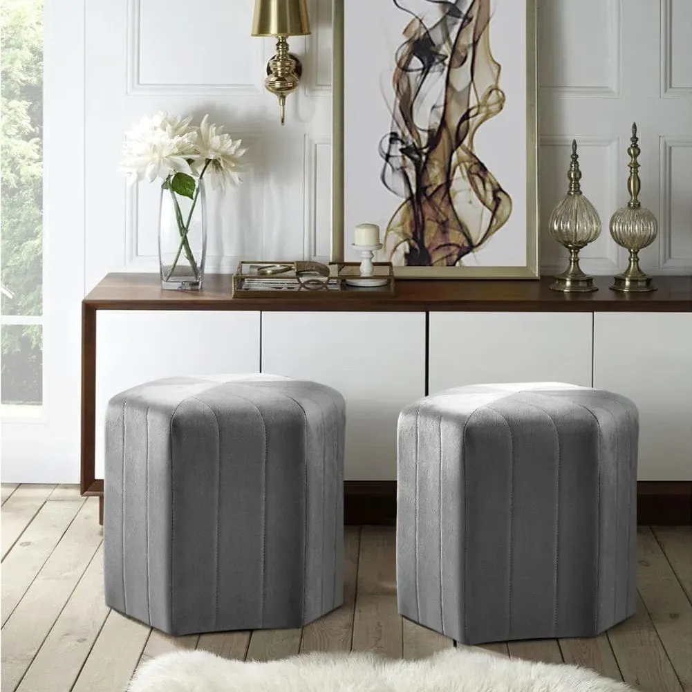 Hexagon Ottoman with Storage - Pink, Velvet