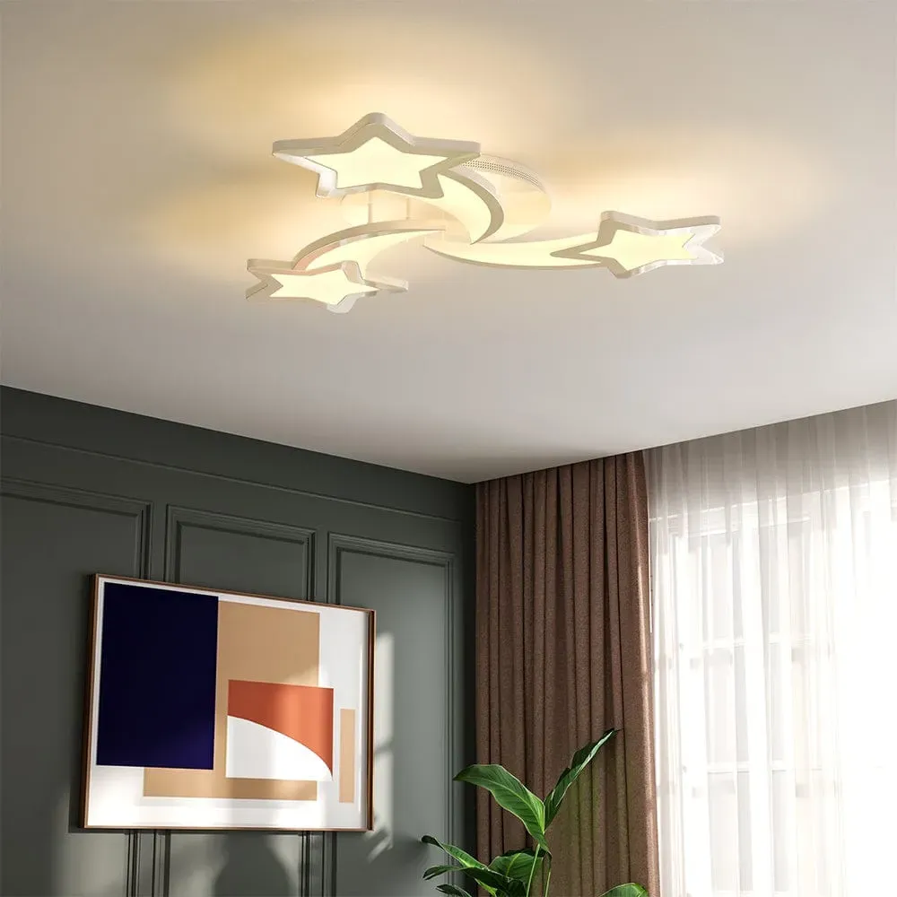 LED Ceiling Light with Star Shades - White, Steel