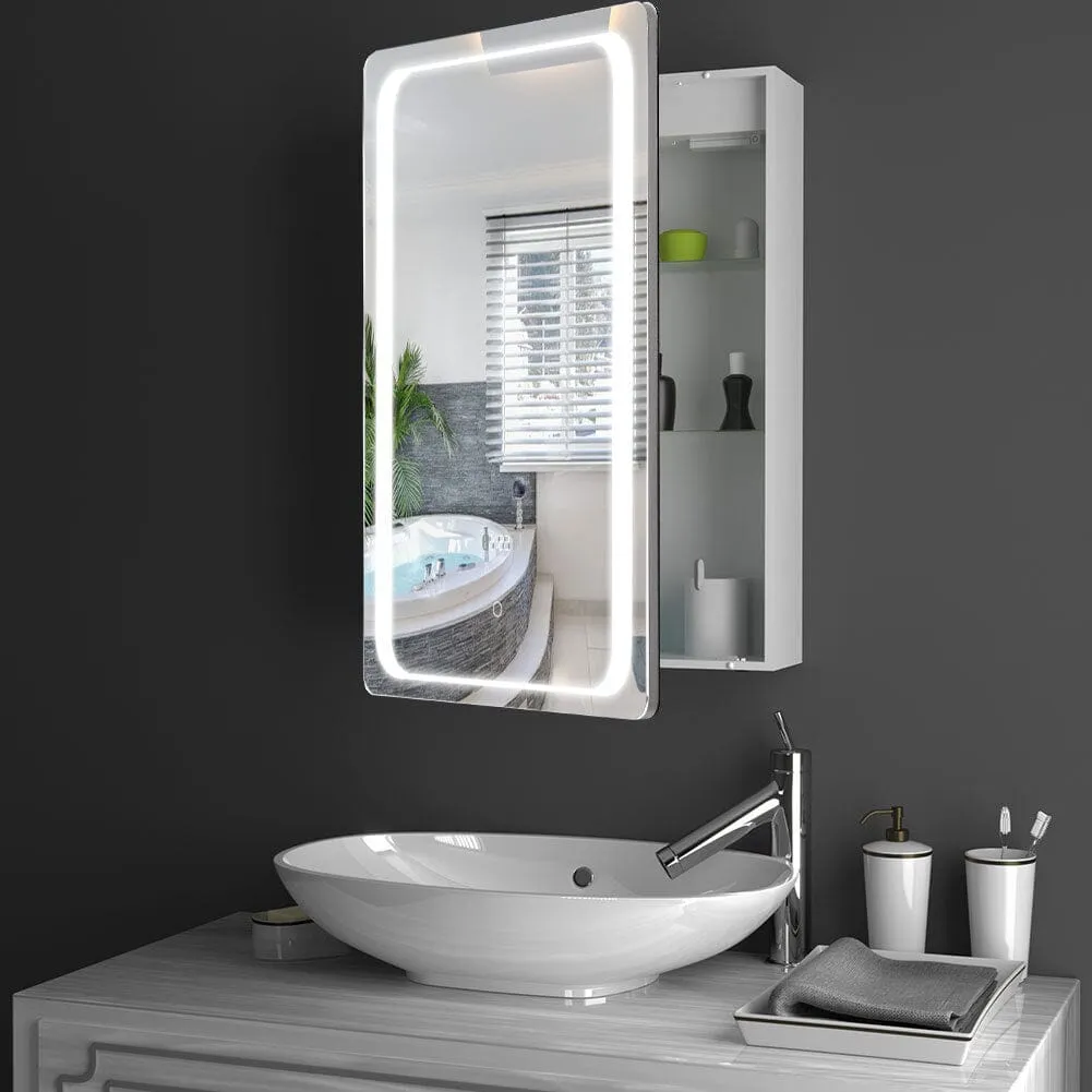 LED Mirror Cabinet with Sensor - Silver, Glass
