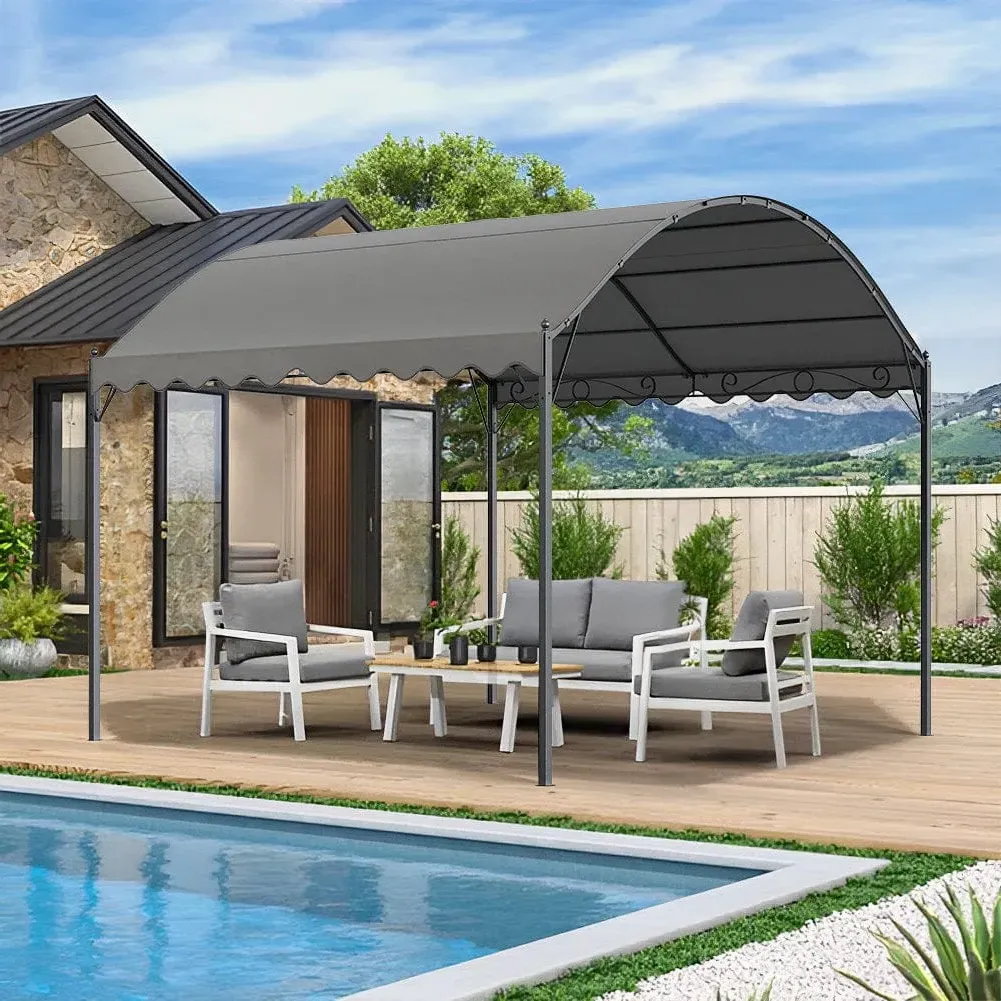 Metal Arched Pergola with Shade - Dark Grey
