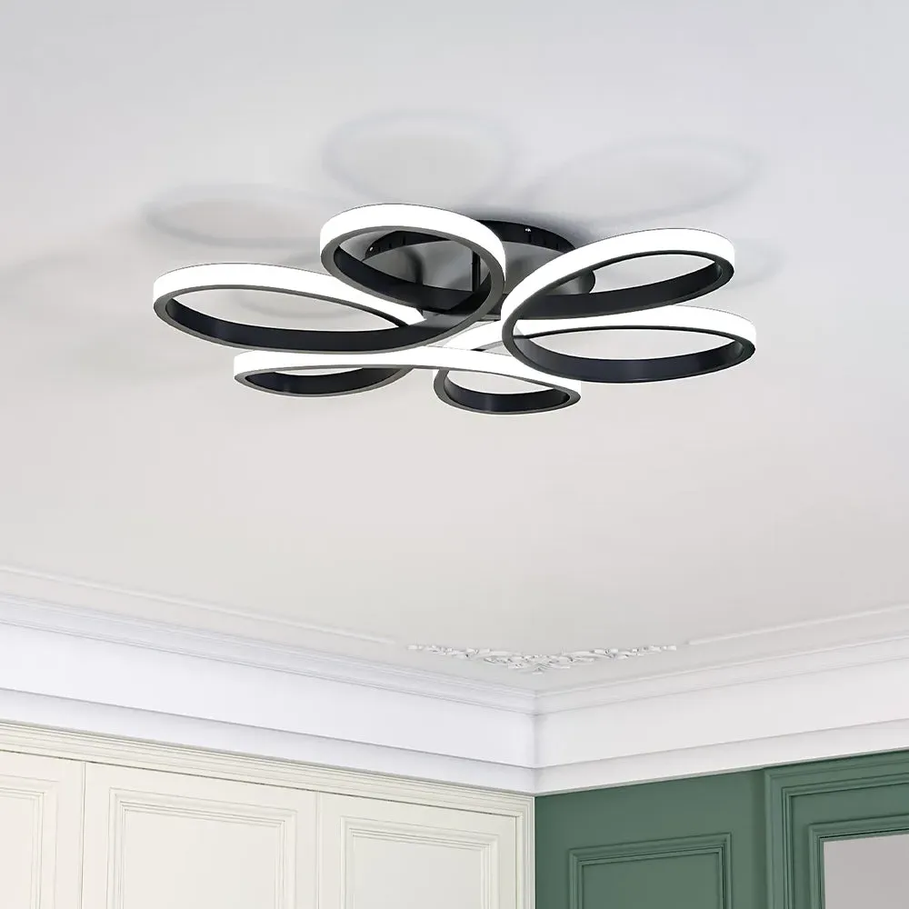 Modern LED Ceiling Light with Dimmer - Black, Aluminum