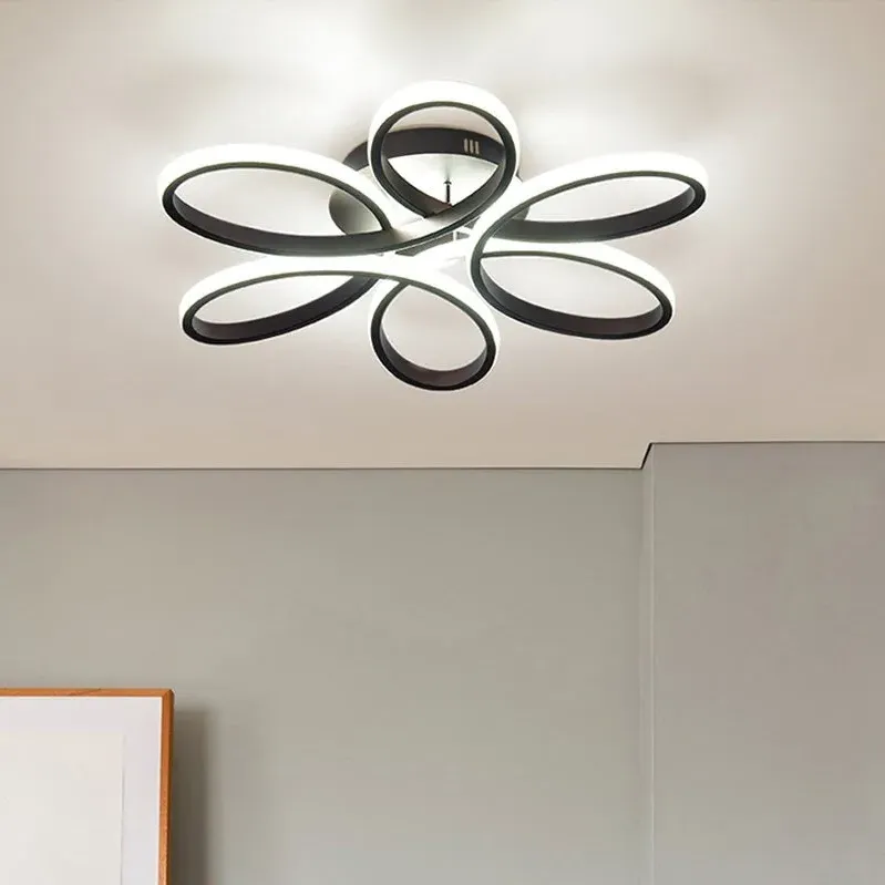Modern LED Ceiling Light with Dimmer - Black, Aluminum image