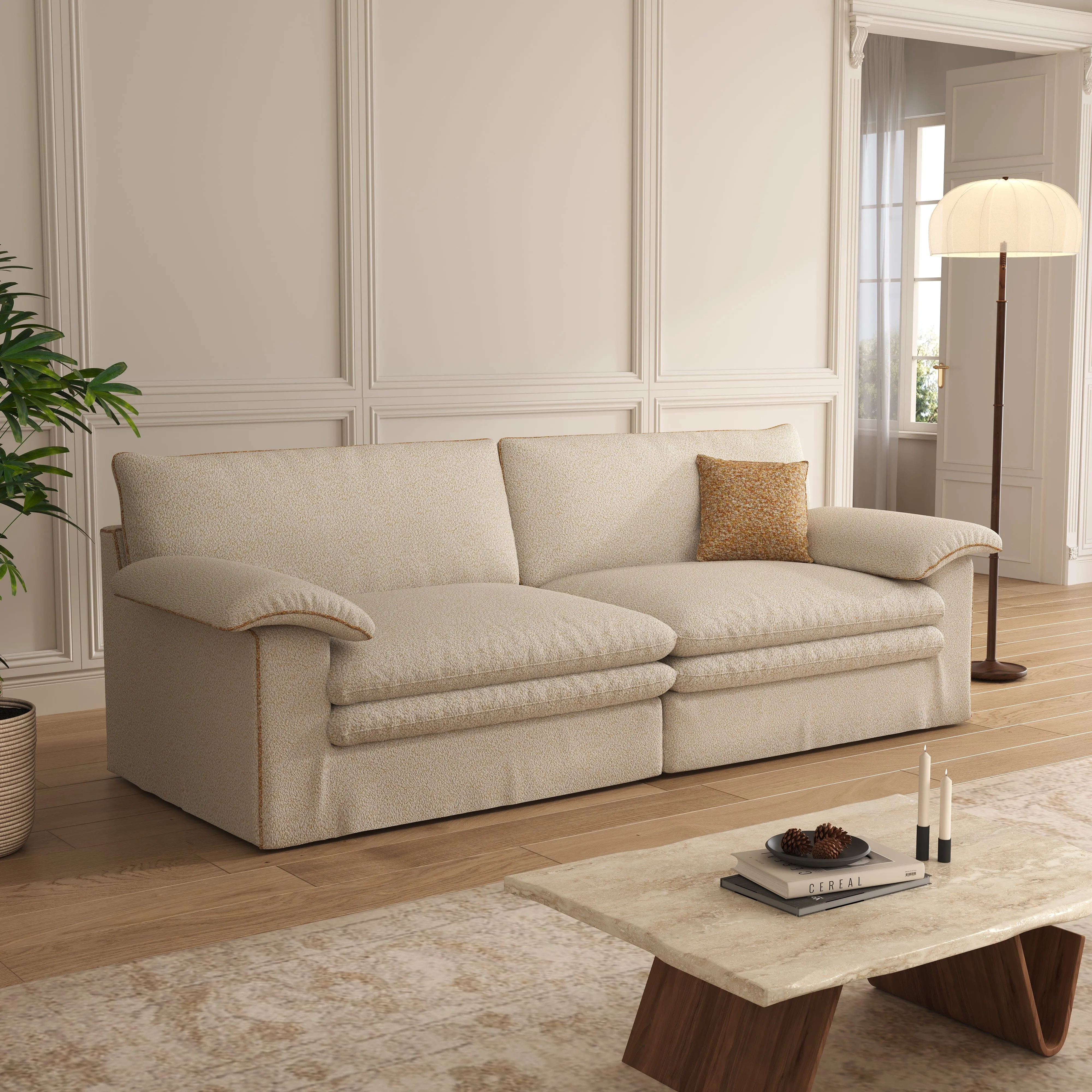 Modular Sofa with Detachable Design - Lambswool