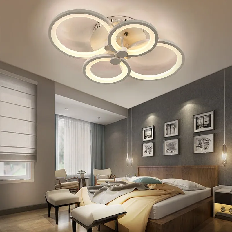 Multi-Ring LED Semi-Flush Ceiling Light - White