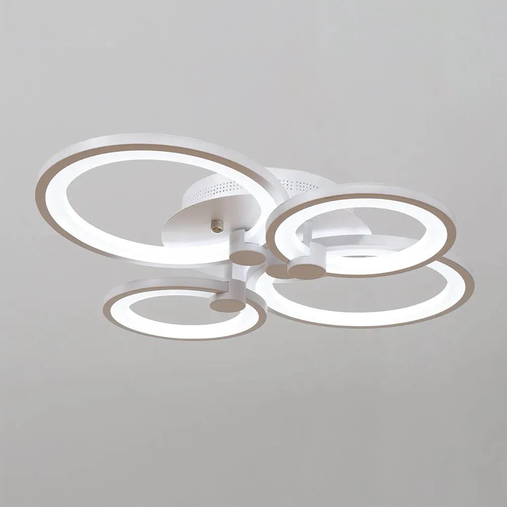 Multi-Ring LED Semi-Flush Ceiling Light - White