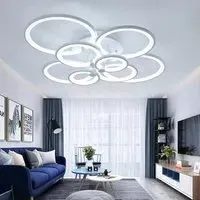 Multi-Ring LED Semi-Flush Ceiling Light - White