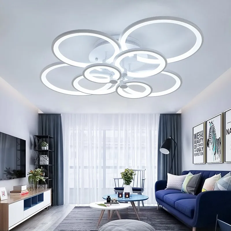 Multi-Ring LED Semi-Flush Ceiling Light - White