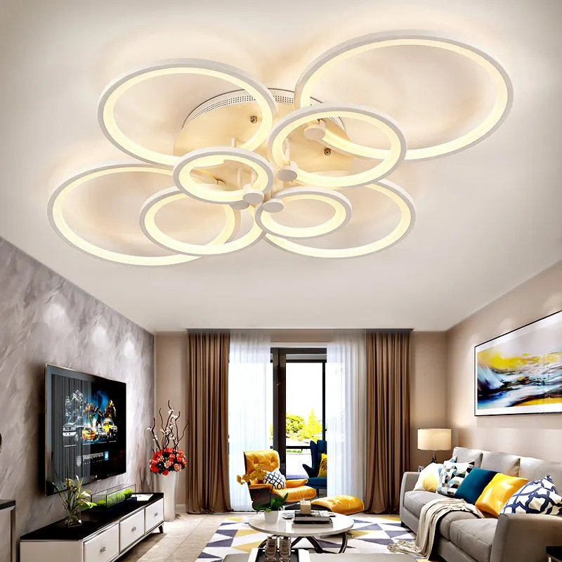 Multi-Ring LED Semi-Flush Ceiling Light - White