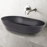 Oval Vessel Bathroom Sink with Drain - Black, Ceramic