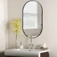 Oval Wall Mirror - Black, Metal