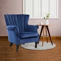 Pleated Wingback Armchair - Velvet
