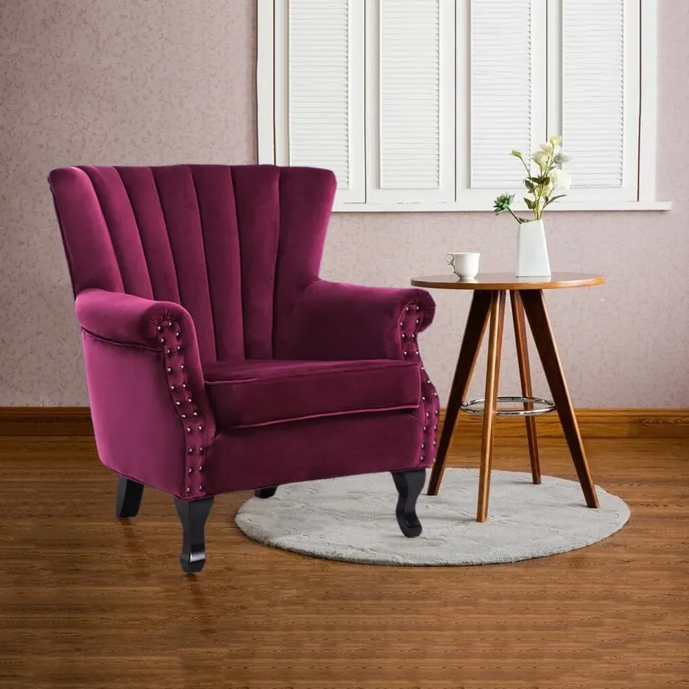 Pleated Wingback Armchair - Velvet image