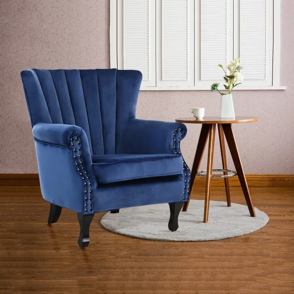 Pleated Wingback Armchair - Velvet