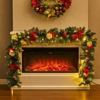 Pre-lit Christmas Garland with Santa - Green