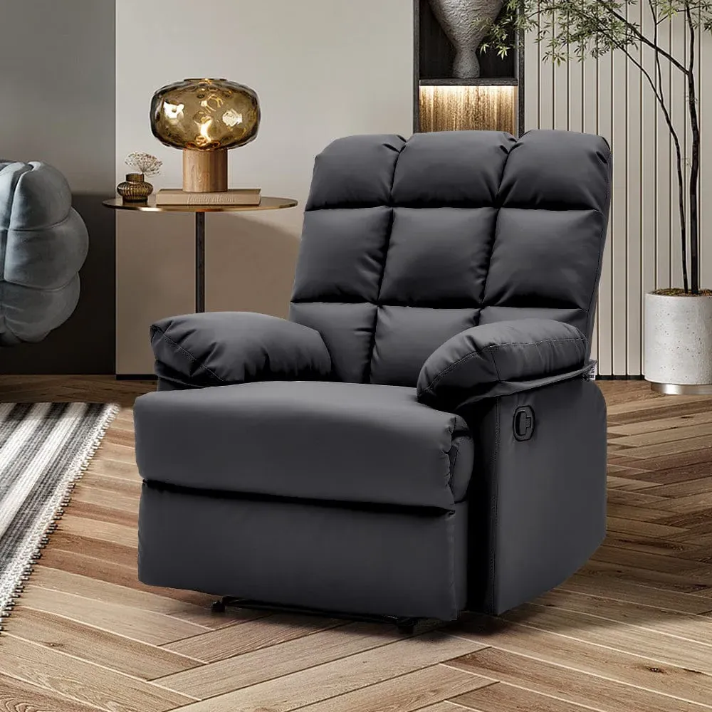 Recliner Armchair with Control Switch - Faux Leather