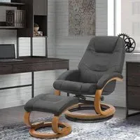 Recliner Armchair with Footstool - PU Leather