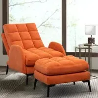 Recliner Chair with Ottoman - Velvet