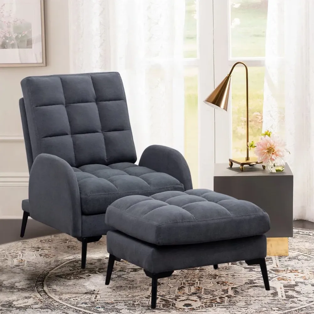 Recliner Chair with Ottoman - Velvet image