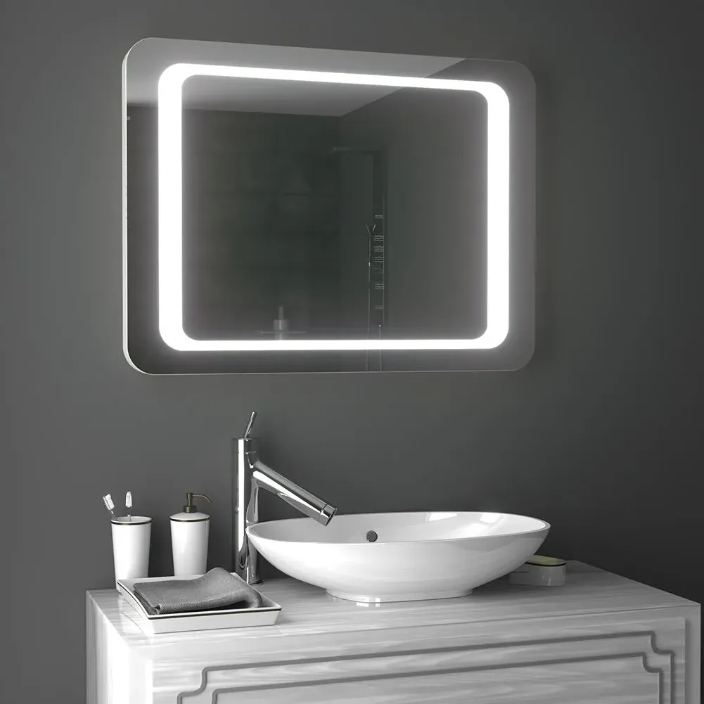 Rectangle LED Bathroom Mirror - White, Iron image