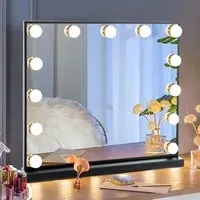 Rectangle LED Makeup Mirror - Black, Metal