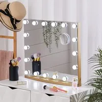 Rectangle LED Makeup Mirror - Gold, Metal