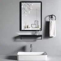 Rectangular Bathroom Mirror - Black Frame