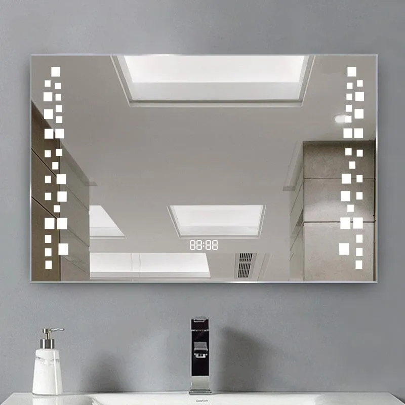 Rectangular LED Mirror with Clock - Surface Mount image