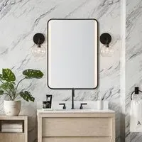 Rectangular LED Vanity Mirror - Black, Metal