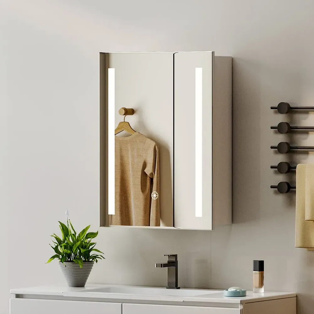 Rectangular Mirror Cabinet with LED - Chrome, Aluminum