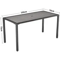 Rectangular Outdoor Dining Table - Grey, WPC