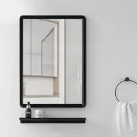 Rectangular Wall Mirror - Black, Aluminum Alloy