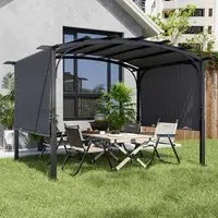 Retractable Pergola with Canopy - Grey, Steel
