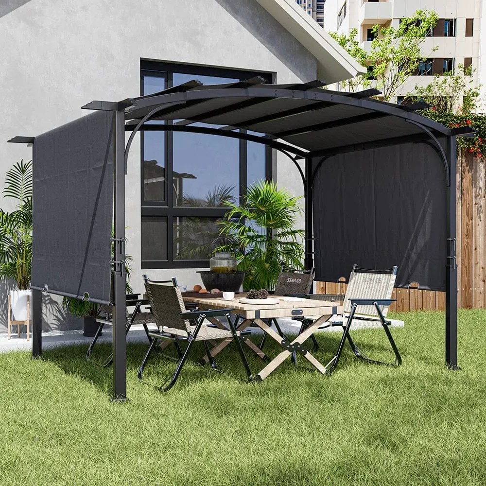 Retractable Pergola with Canopy - Grey, Steel image