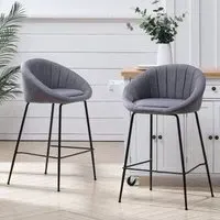 Round Backrest Chair - Grey, Linen