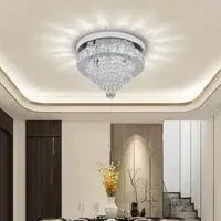 Round Ceiling Light with Crystal - Chrome