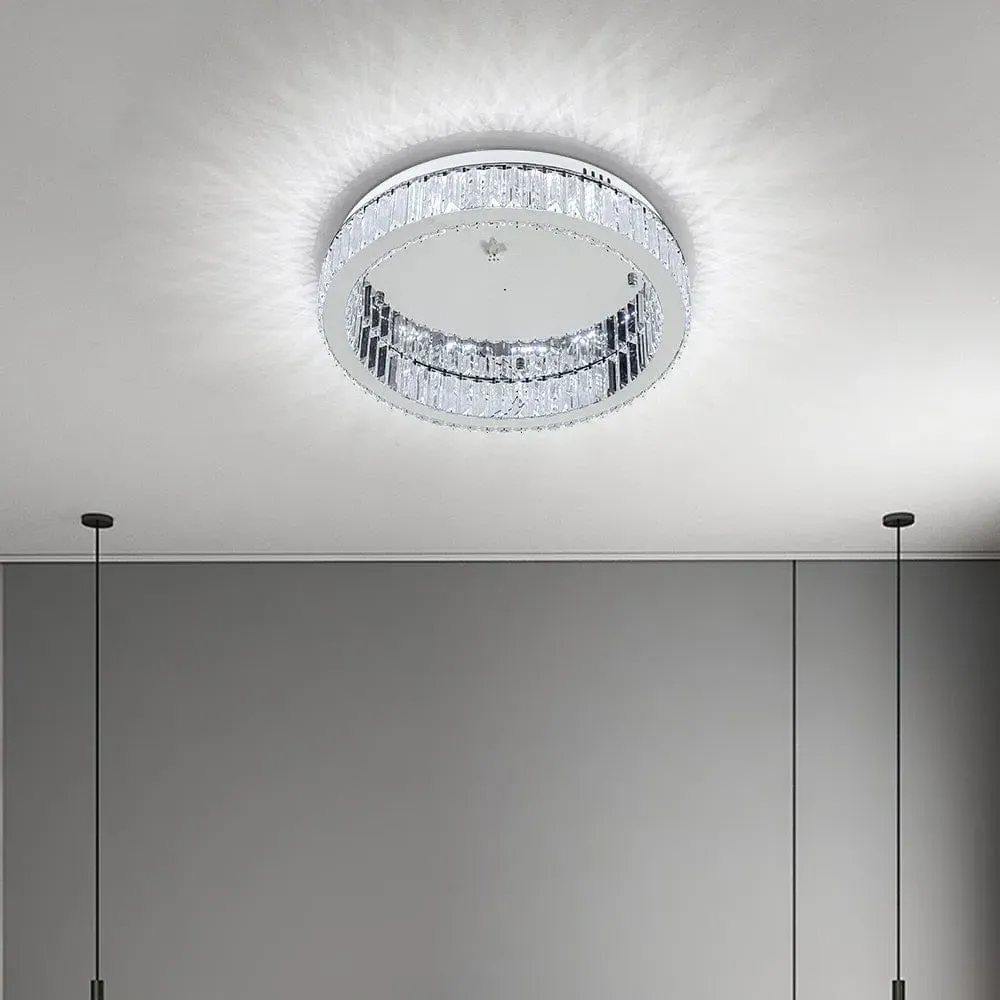 Round Crystal Ceiling Light - Chrome, Steel image