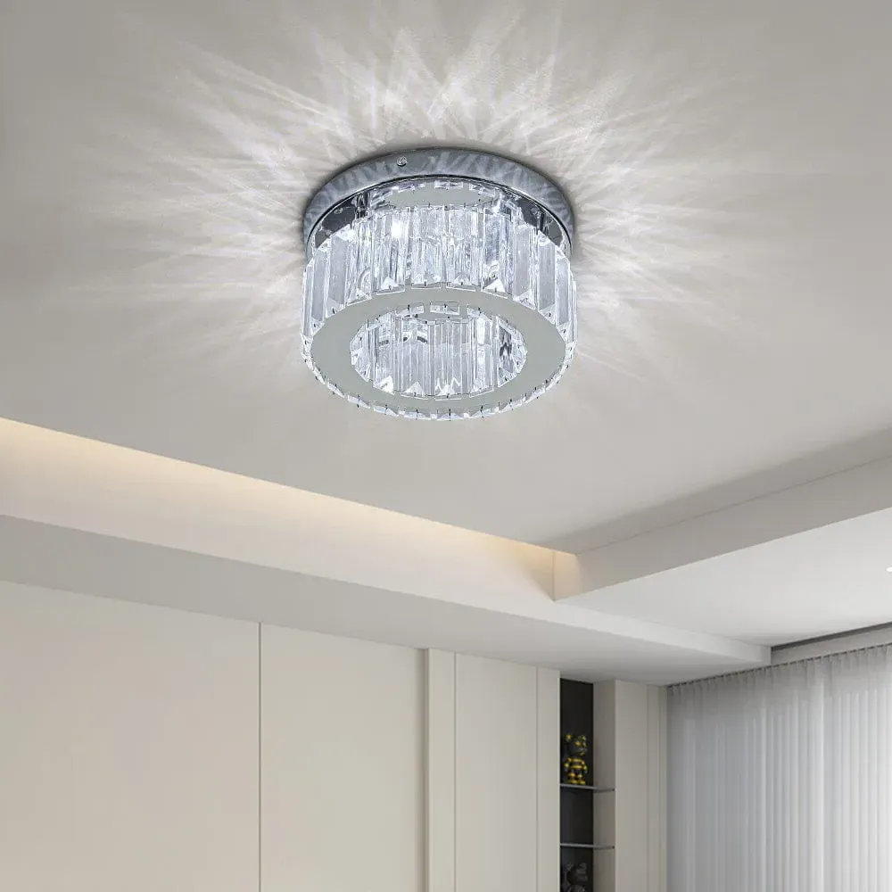 Round Crystal Ceiling Light - Chrome, Steel image