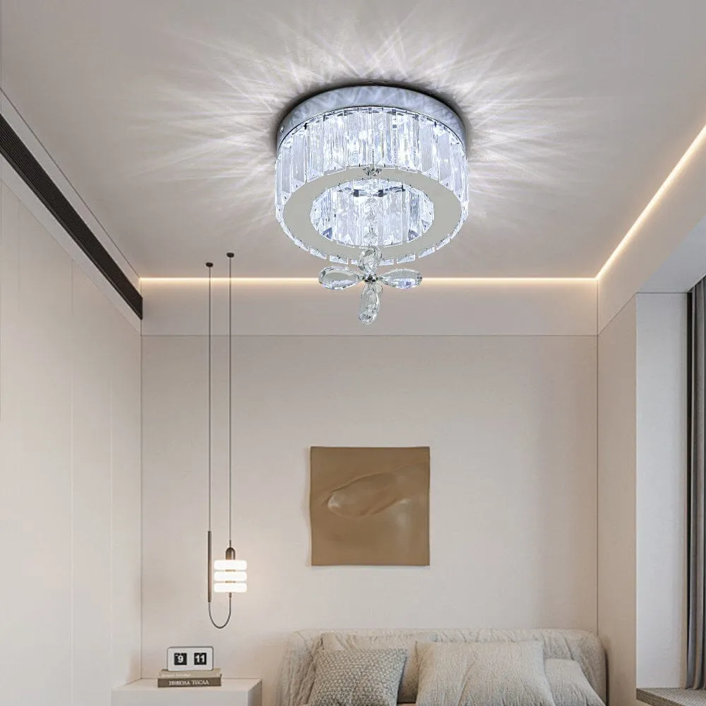 Round Crystal Ceiling Light - Chrome, Steel image