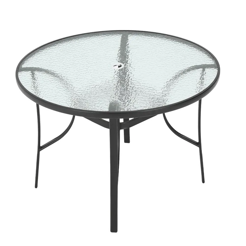 Round Dining Table with Umbrella Hole - Glass