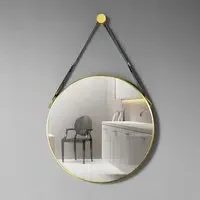 Round Hanging Mirror Adjustable - Gold, Metal